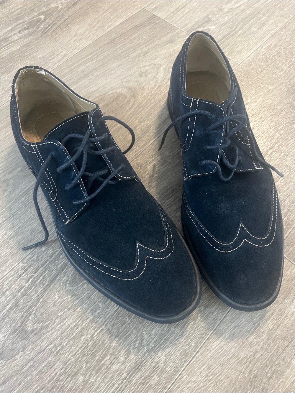Calvin Klein Navy Suede Wingtip Lace-Up Oxfords